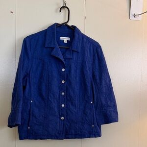 Coldwater Creek Quilted Button-Front Jacket in Royal Blue - size 16